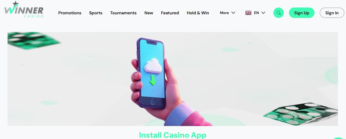 Install Winner Casino app on your mobile device